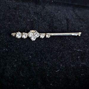 Vintage Silver Hairpin with Clear Stones